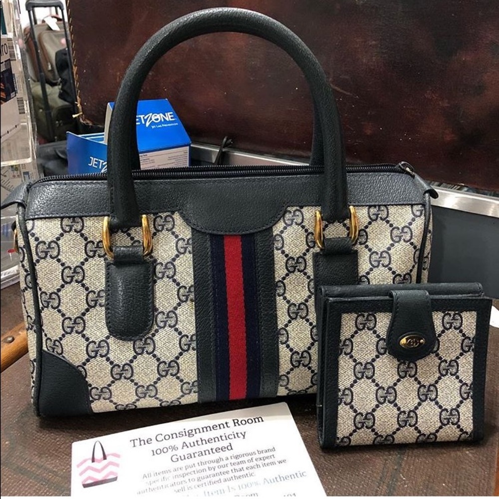 Vintage Gucci Monogram Boston Bag and Wallet Set